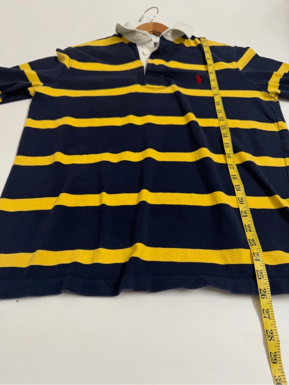 Polo Ralph Lauren Rugby Shirt Men’s M Navy Yellow Stripe Classic Fit Cotton